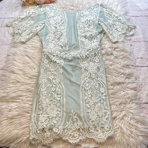 For Love And Lemons Mint Lace Mini Dress